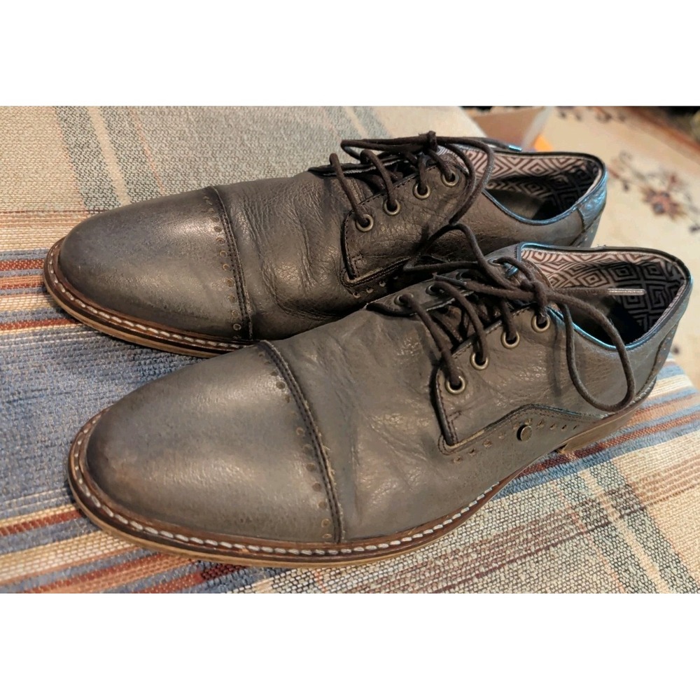 Men's Gray Bull Boxer Size 10 Oxford Lace Up Leather Dress Casual Shoes